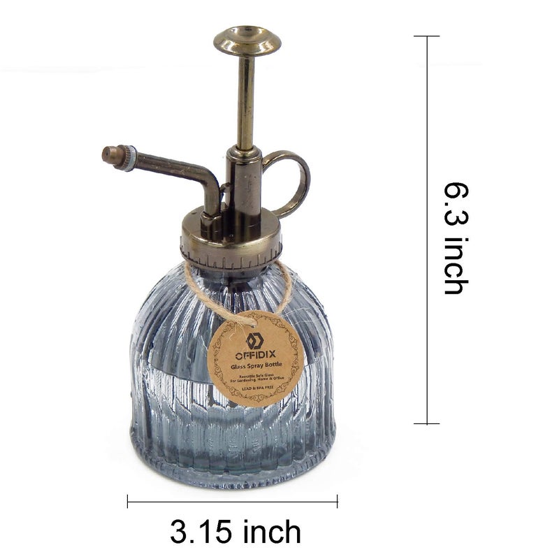 OFFIDIX Plant Mister plant water Spray Bottle, 6.3" Tall Vintage Style with Bronze Plastic Top Pump One Hand Glass Watering Can for Indoor Potted Plants Terrariums (Dark Gray) - Image 2